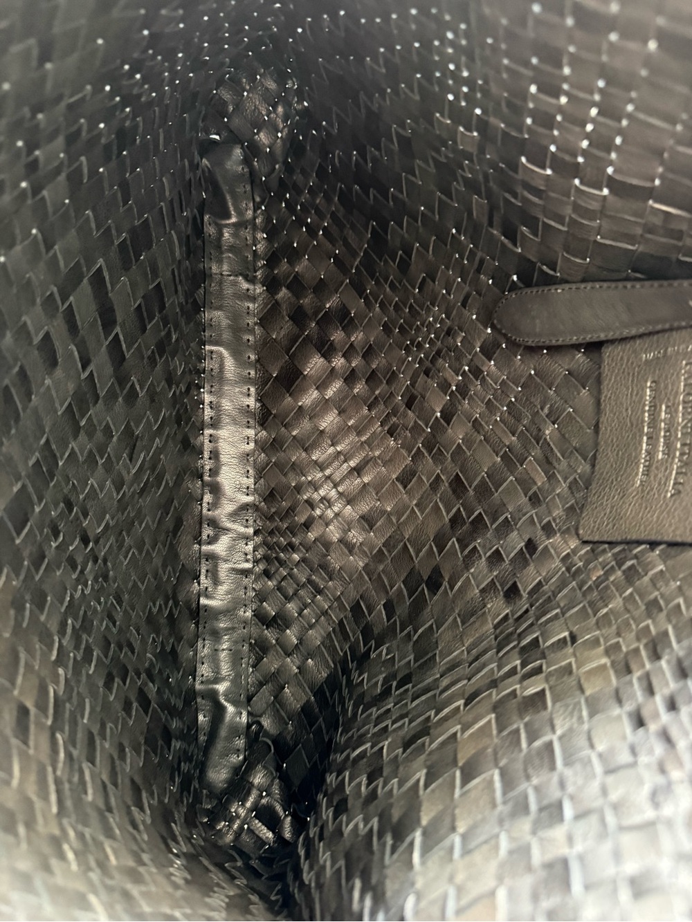 FALORNI Italia Le Borse Woven Genuine Leather Tote with closure Black/Dark Brown - Picture 9 of 9